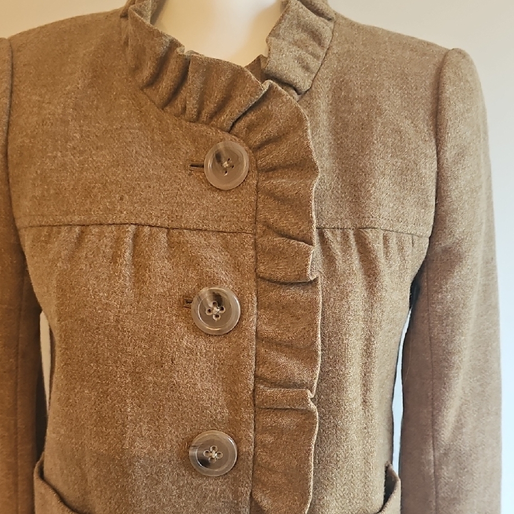 J. Crew Tan Ruffle Button Blazer - Picture 3 of 5